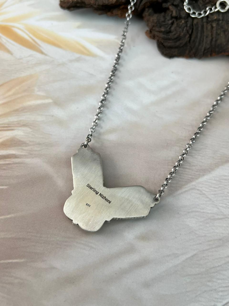Handmade Sterling Silver Sonoran Cobble Collection: Sonoran Mountain Turquoise Necklace "Signed Nizhoni"