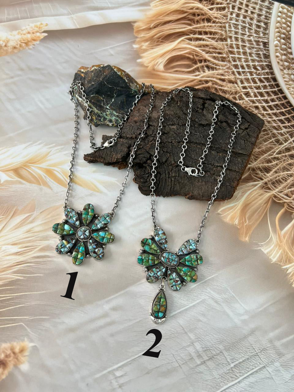 Handmade Sterling Silver Sonoran Cobble Collection: Sonoran Mountain Turquoise Necklace "Signed Nizhoni"