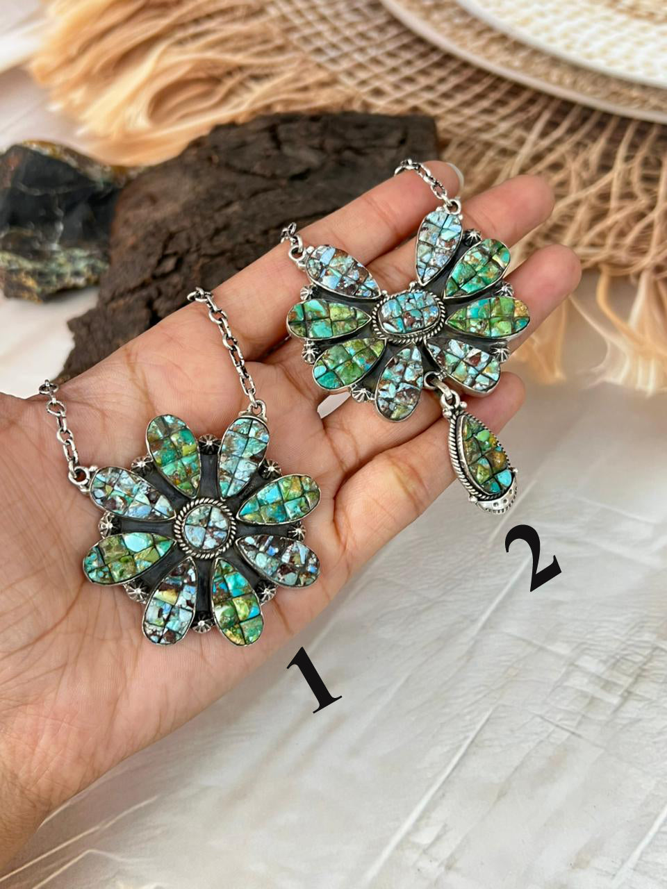 Handmade Sterling Silver Sonoran Cobble Collection: Sonoran Mountain Turquoise Necklace "Signed Nizhoni"