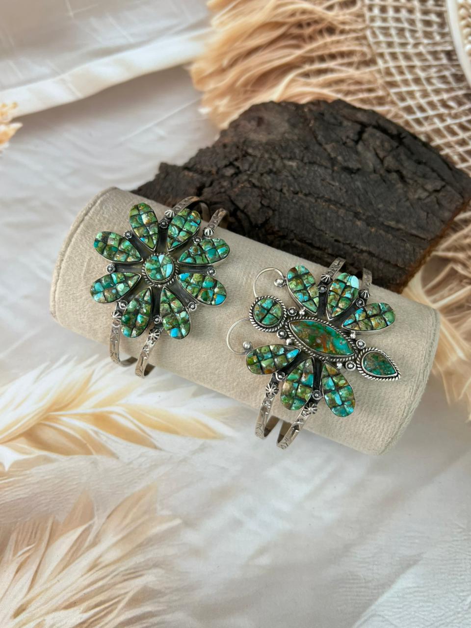 Handmade Sterling Silver Sonoran Cobble Collection: Sonoran Mountain Turquoise Cuff Bracelet "Signed Nizhoni"