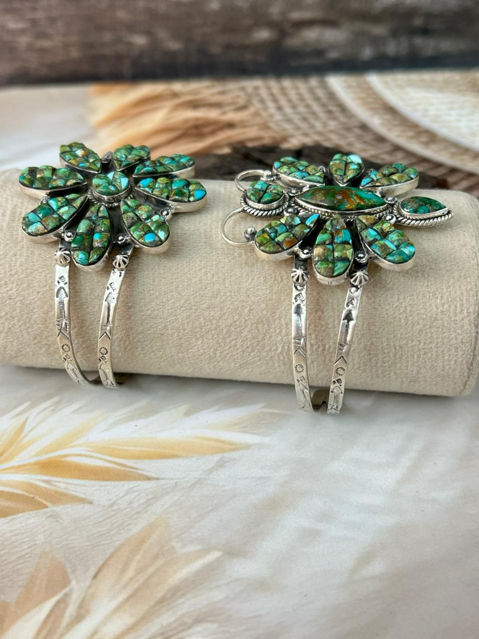 Handmade Sterling Silver Sonoran Cobble Collection: Sonoran Mountain Turquoise Cuff Bracelet "Signed Nizhoni"