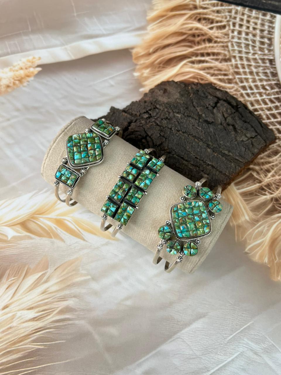 Handmade Sterling Silver Sonoran Cobble Collection: Sonoran Mountain Turquoise Cuff Bracelet "Signed Nizhoni"