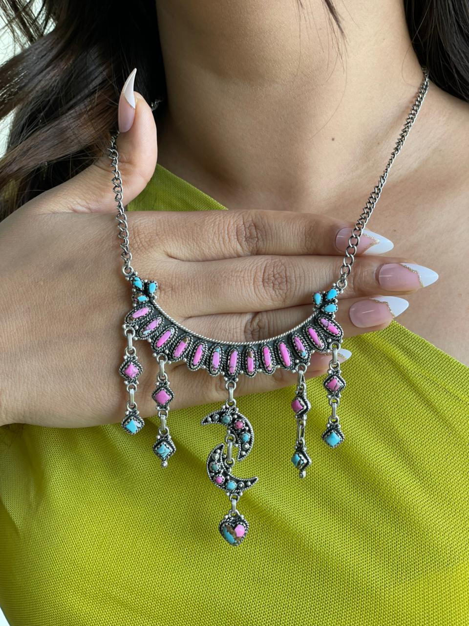 Handmade Sterling Silver Cotton Candy Necklace "Signed Nizhoni"