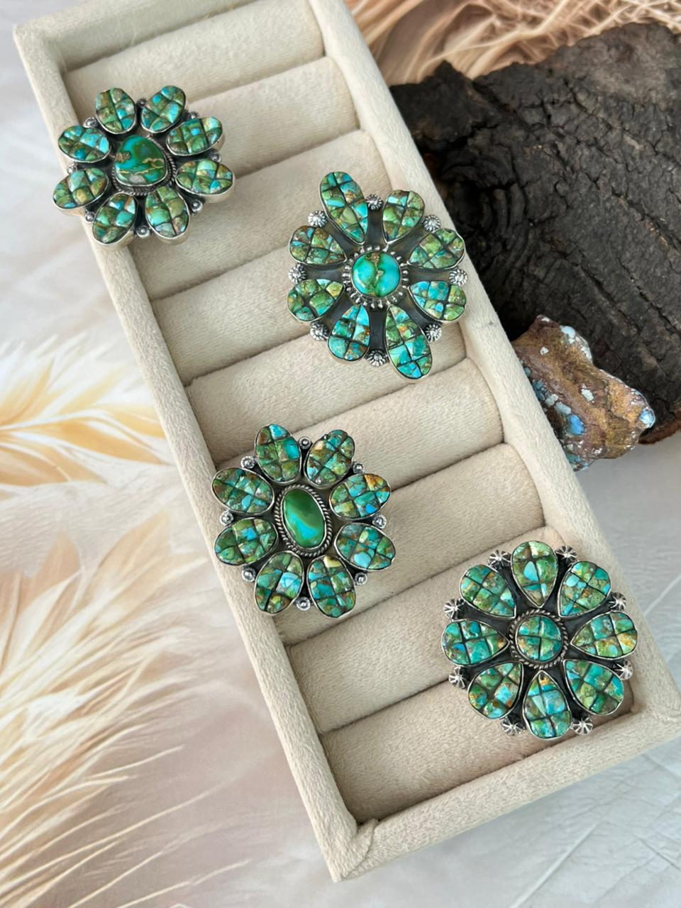 Handmade Sterling Silver Sonoran Cobble Collection: Sonoran Mountain Turquoise Adjustable Ring "Signed Nizhoni"