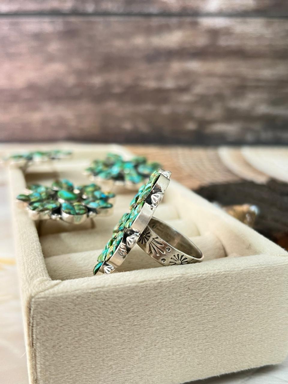 Handmade Sterling Silver Sonoran Cobble Collection: Sonoran Mountain Turquoise Adjustable Ring "Signed Nizhoni"