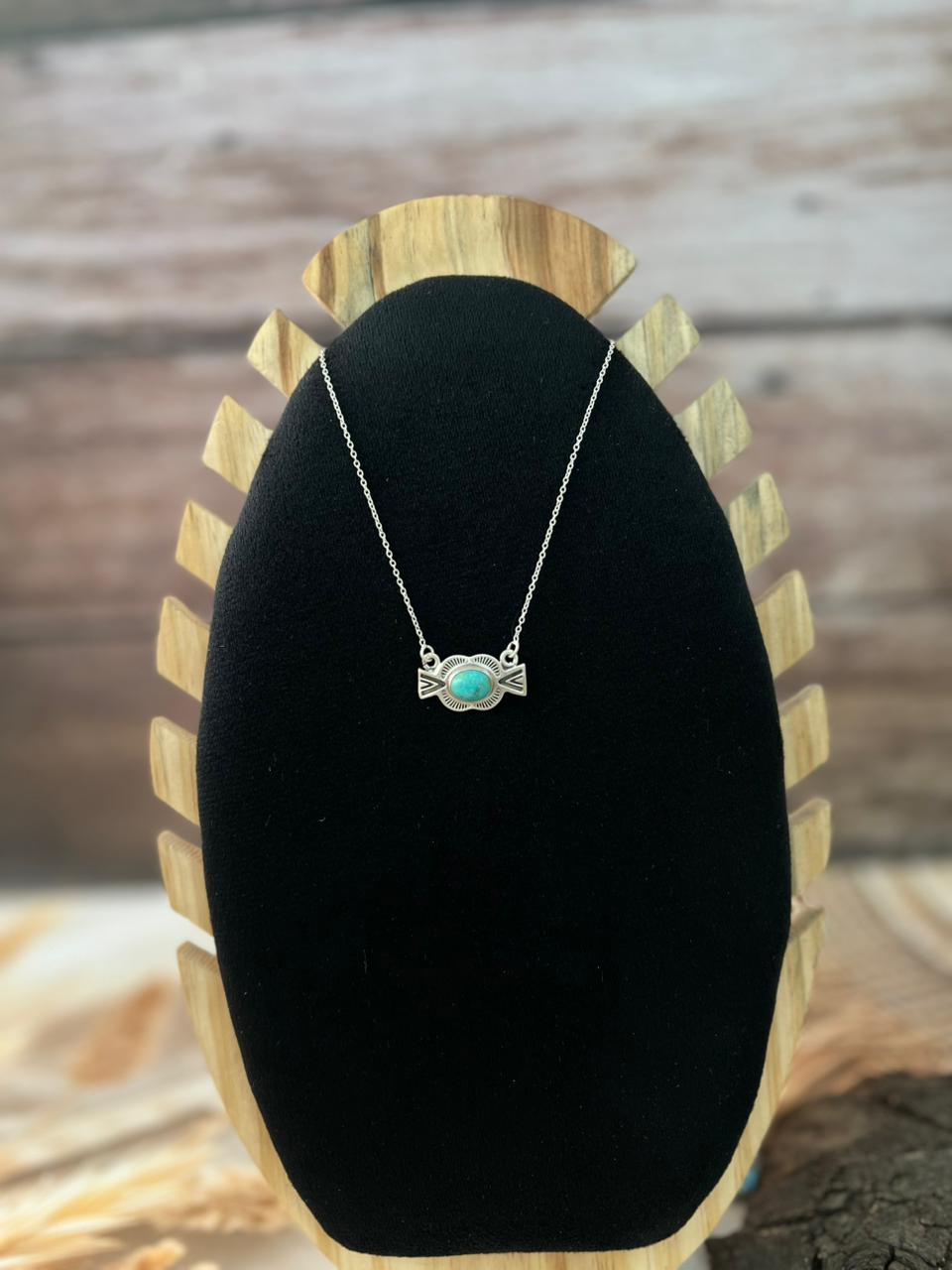 Handmade Sterling Silver Kingman Turquoise Necklace "Signed Nizhoni"