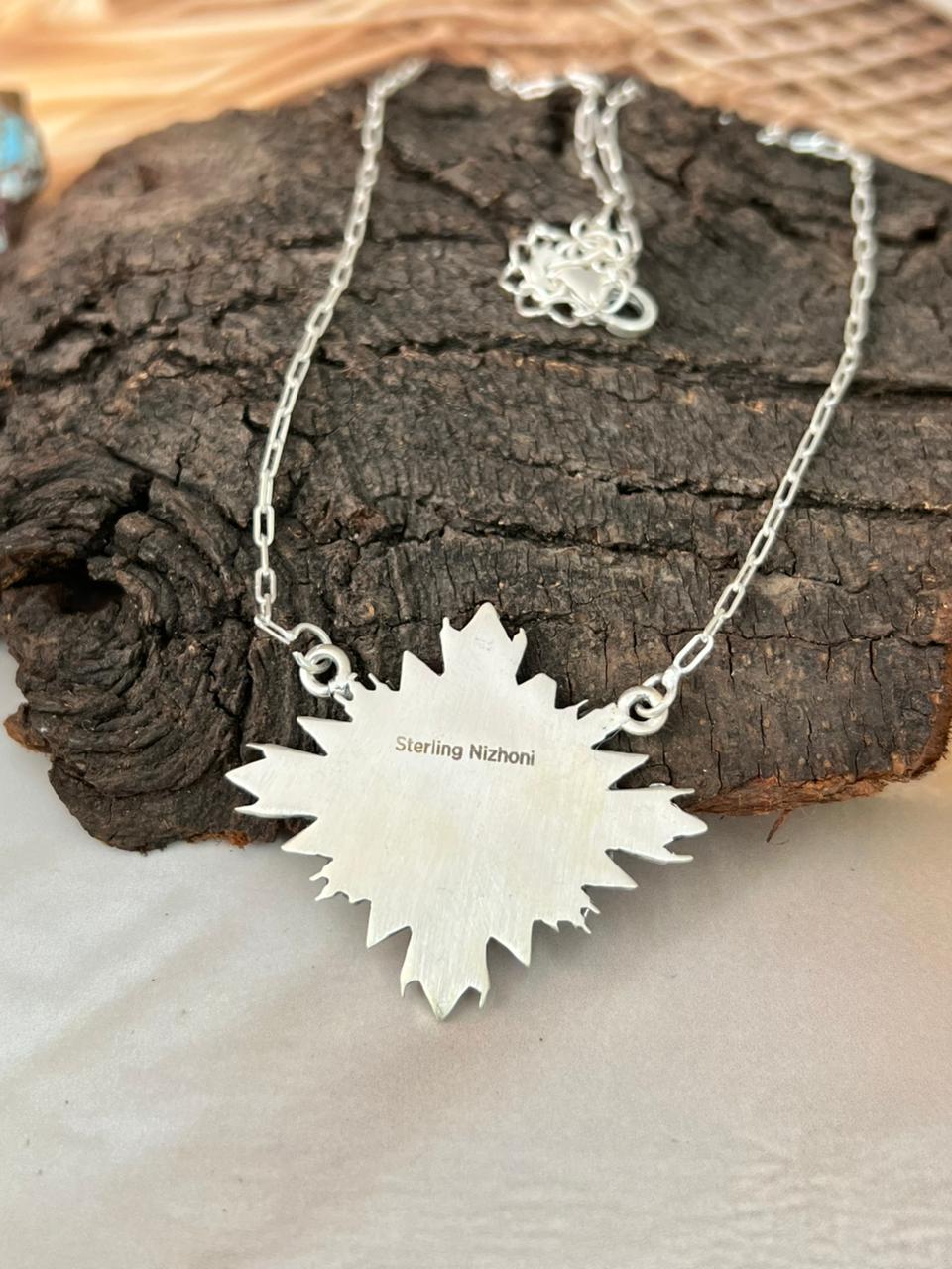 Handmade Sterling Silver Sunface Necklace "Signed Nizhoni"