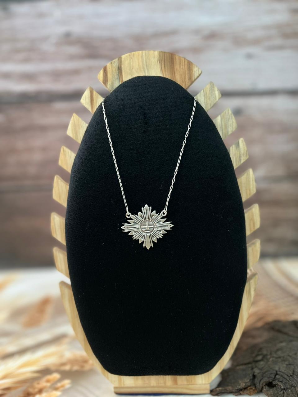 Handmade Sterling Silver Sunface Necklace "Signed Nizhoni"