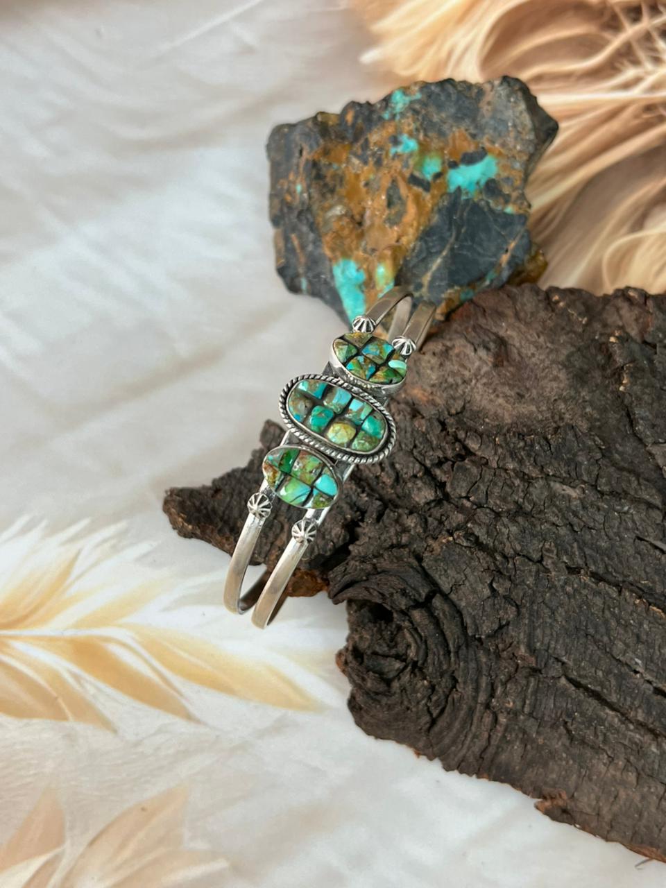 Handmade Sterling Silver Sonoran Cobble Collection: Sonoran Mountain Turquoise Cuff Bracelet "Signed Nizhoni"