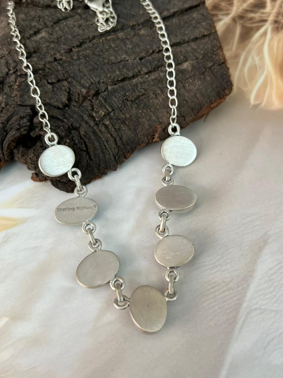Handmade Sterling Silver Golden Hills Turquoise Necklace "Signed Nizhoni"