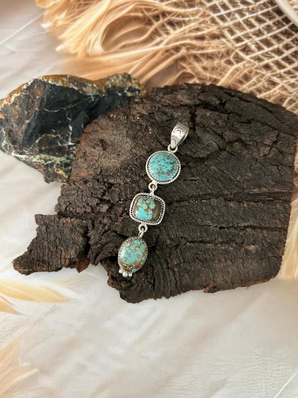 Handmade Sterling Silver Number 8 Turquoise Pendant "Signed Nizhoni"