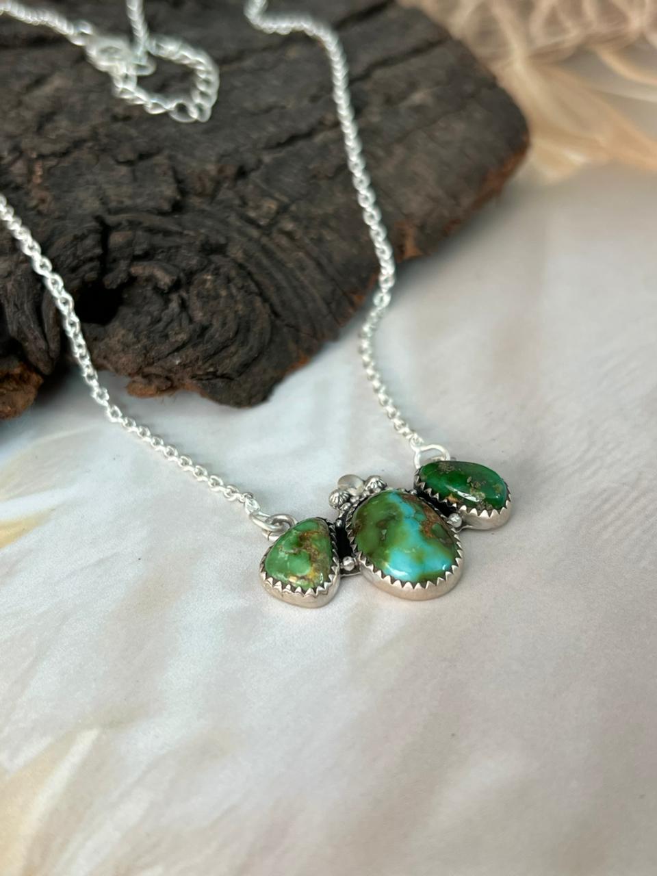 Handmade Sterling Silver Sonoran Mountain Turquoise Necklace "Signed Nizhoni"