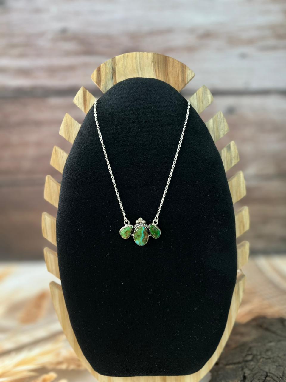 Handmade Sterling Silver Sonoran Mountain Turquoise Necklace "Signed Nizhoni"