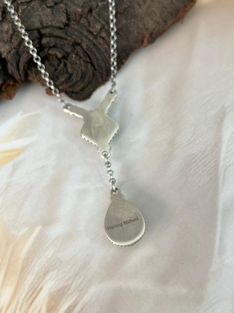 Handmade Sterling Silver Santa Maria with Palomino Turquoise Necklace "Signed Nizhoni"
