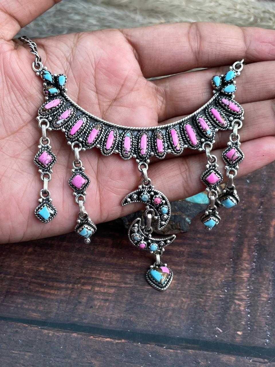 Handmade Sterling Silver Cotton Candy Necklace "Signed Nizhoni"
