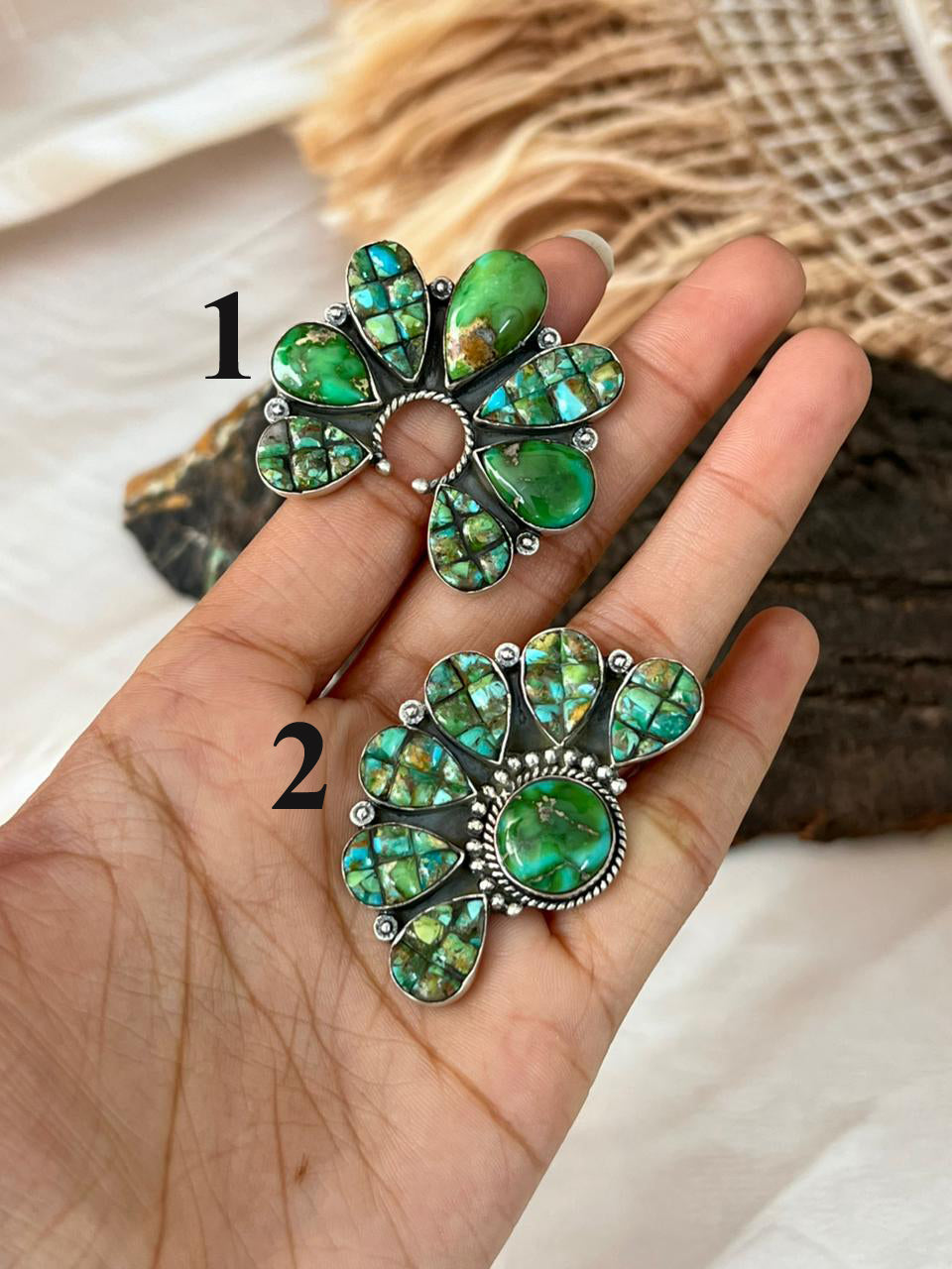Handmade Sterling Silver Sonoran Cobble Collection: Sonoran Mountain Turquoise Adjustable Ring "Signed Nizhoni"