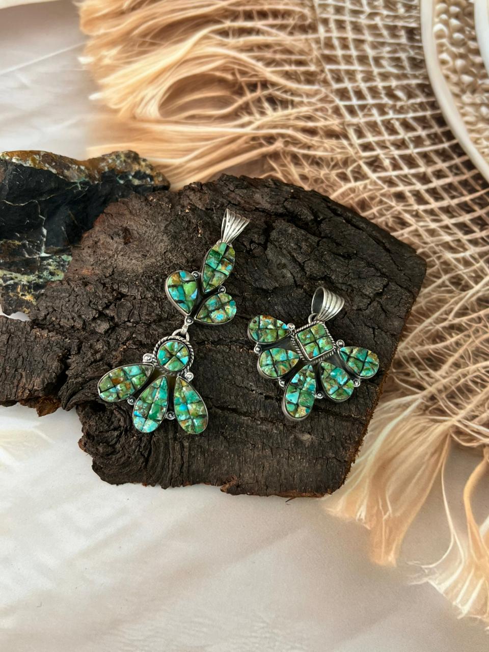 Handmade Sterling Silver Sonoran Cobble Collection: Sonoran Mountain Turquoise Pendant "Signed Nizhoni"