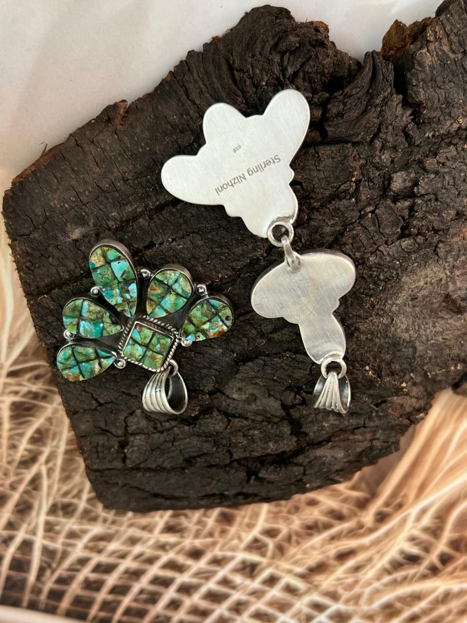 Handmade Sterling Silver Sonoran Cobble Collection: Sonoran Mountain Turquoise Pendant "Signed Nizhoni"