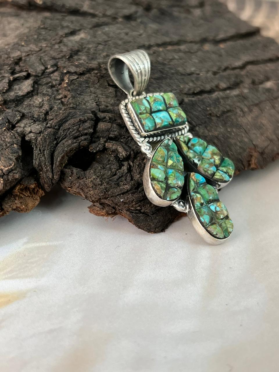 Handmade Sterling Silver Sonoran Cobble Collection: Sonoran Mountain Turquoise Pendant "Signed Nizhoni"