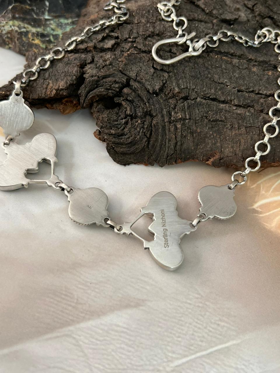 Handmade Sterling Silver Sonoran Cobble Collection: Sonoran Mountain Turquoise Choker Necklace "Signed Nizhoni"