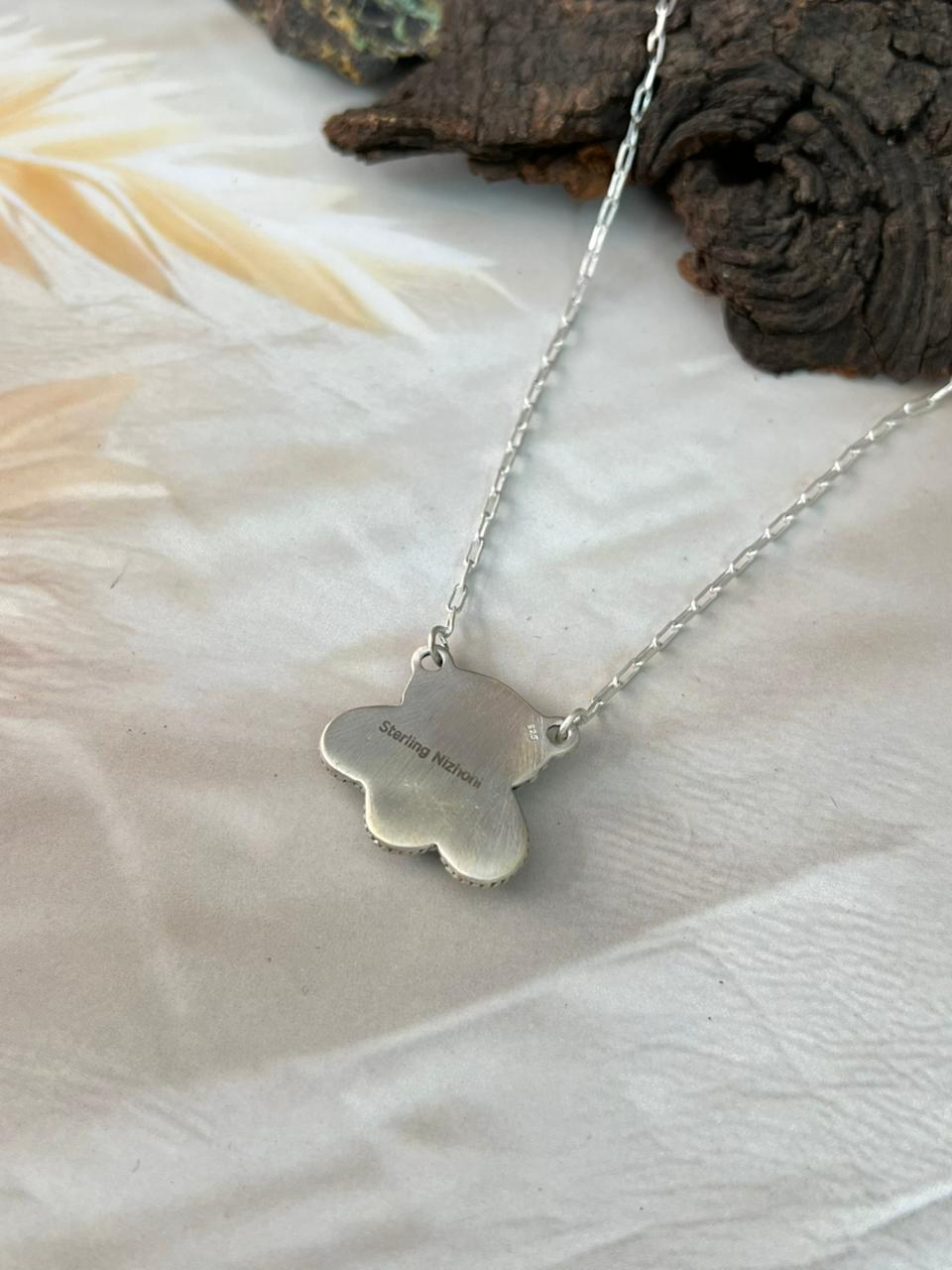 Handmade Sterling Silver Golden Hills Turquoise Necklace "Signed Nizhoni"