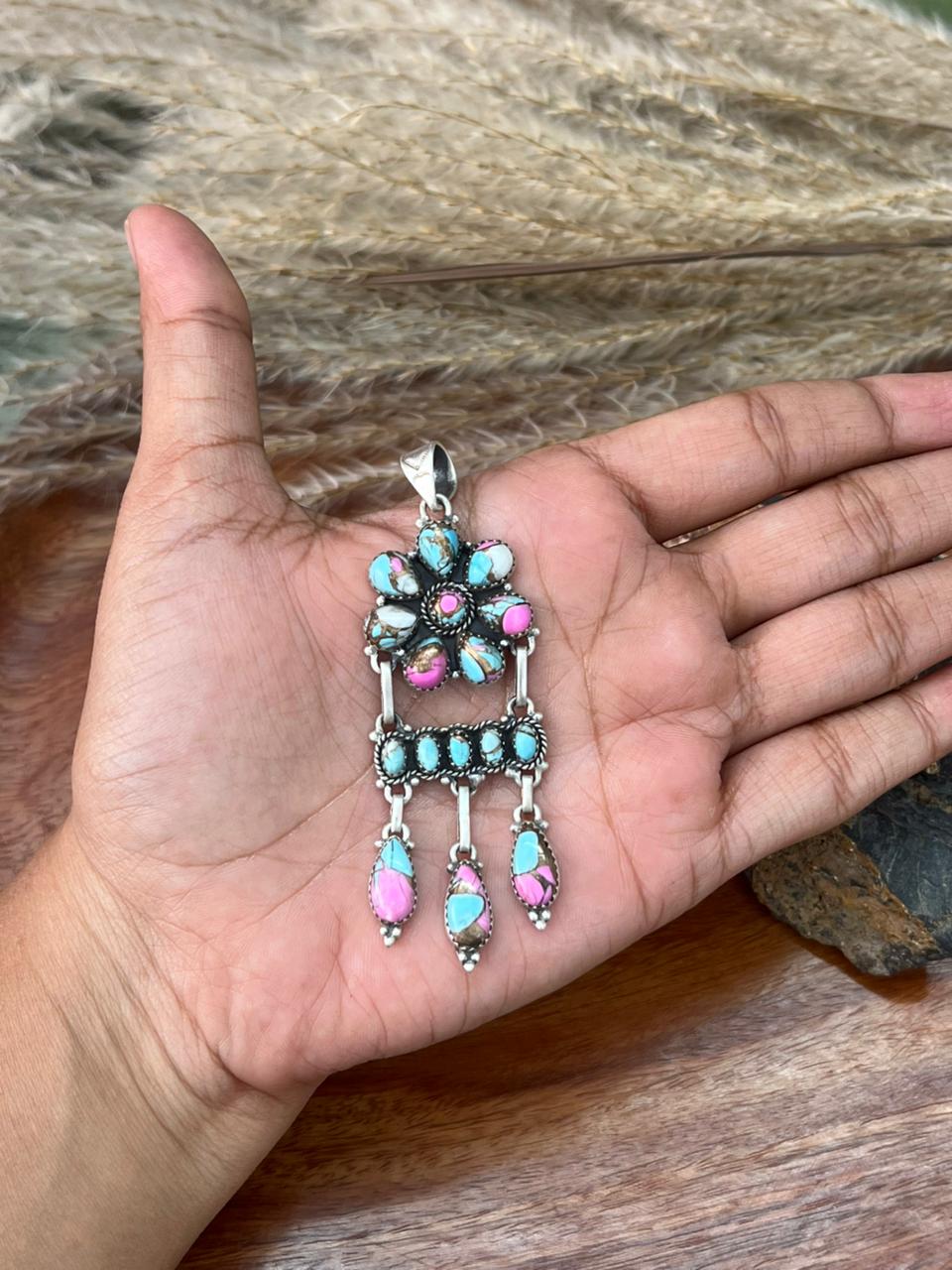 Handmade Sterling Silver Cotton Candy Pendant "Signed Nizhoni"