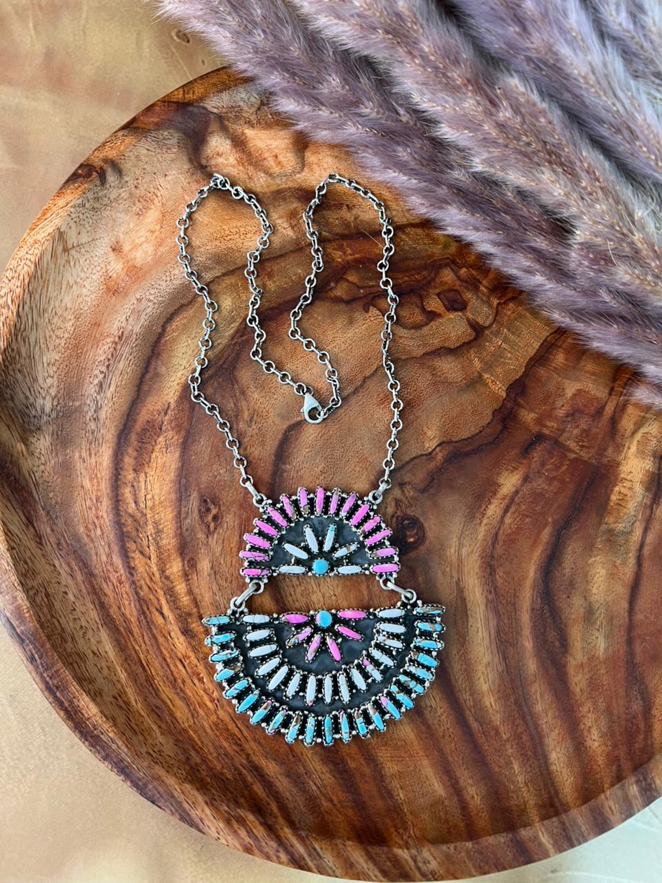 Handmade Sterling Silver Cotton Candy Necklace "Signed Nizhoni"