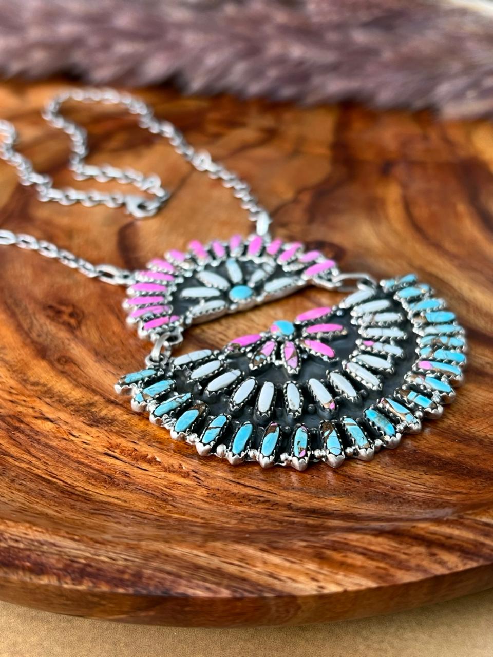 Handmade Sterling Silver Cotton Candy Necklace "Signed Nizhoni"