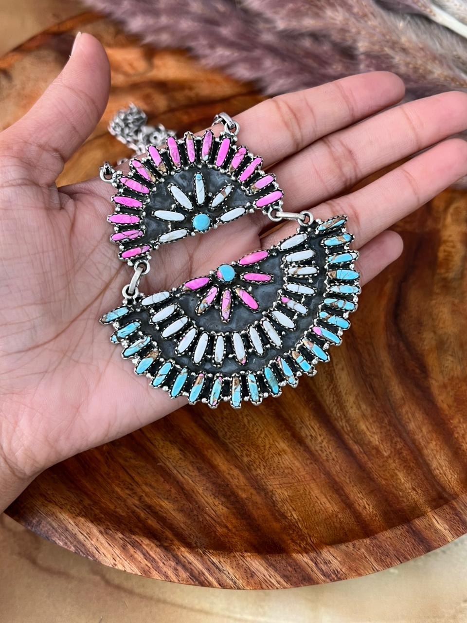 Handmade Sterling Silver Cotton Candy Necklace "Signed Nizhoni"