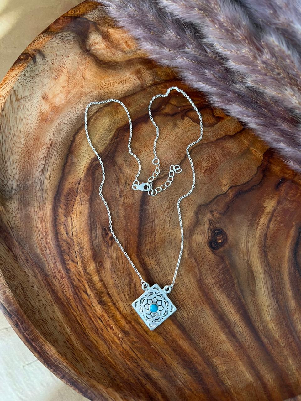 Handmade Sterling Silver Kingman Turquoise Necklace "Signed Nizhoni"
