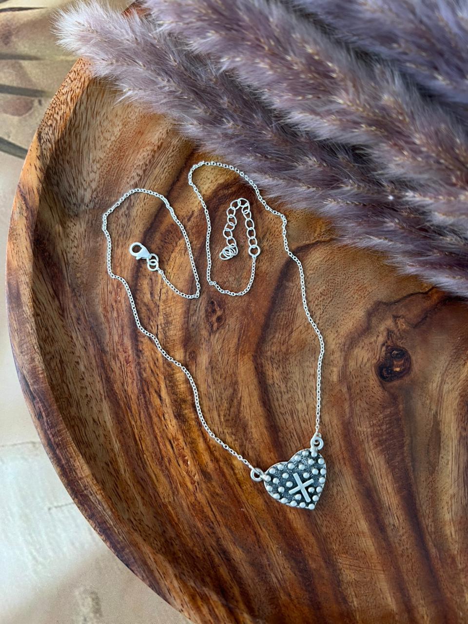Handmade Sterling Silver Heart Necklace "Signed Nizhoni"