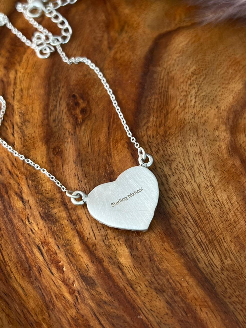 Handmade Sterling Silver Heart Necklace "Signed Nizhoni"