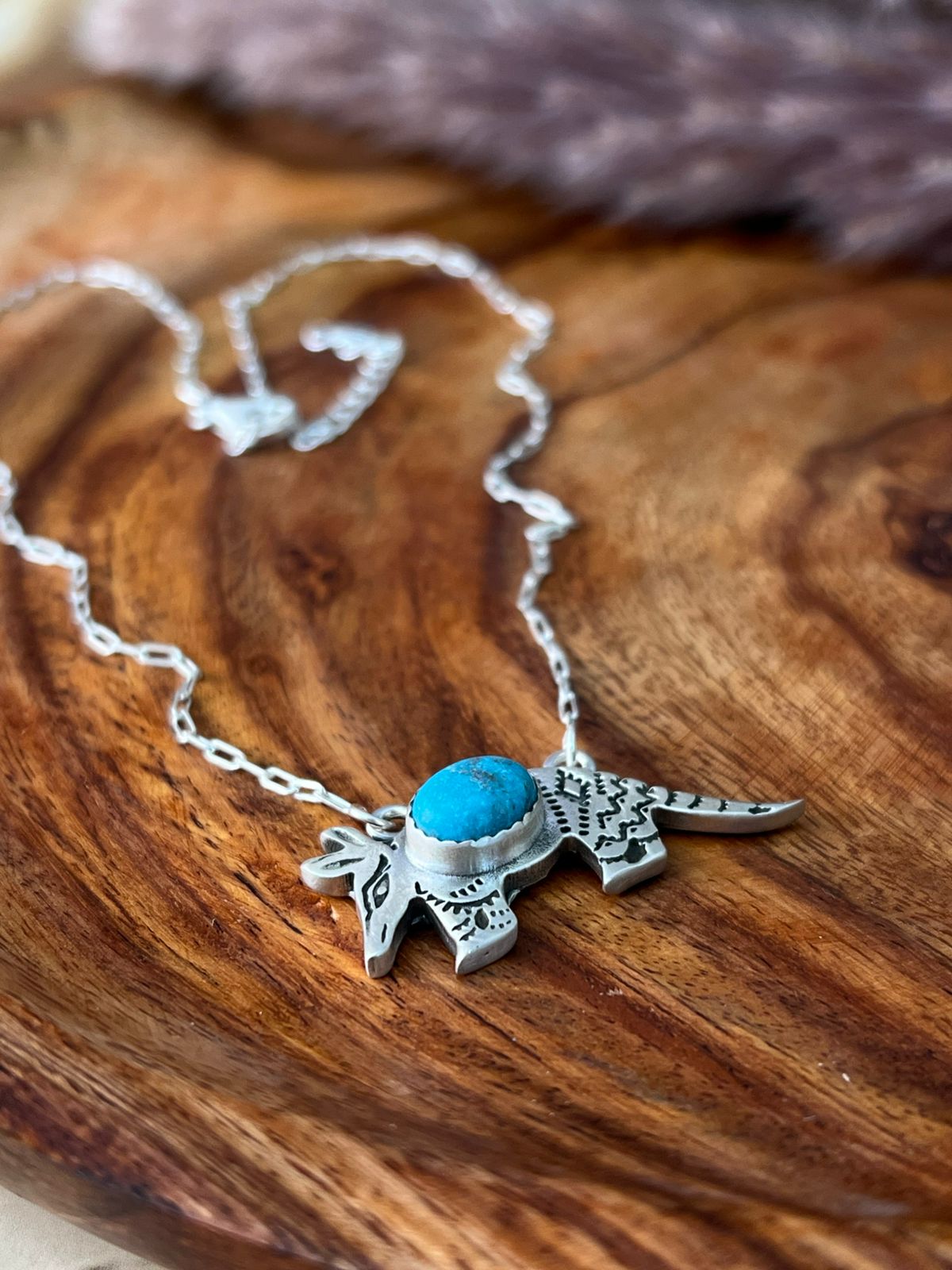 Handmade Sterling Silver Kingman Turquoise Necklace "Signed Nizhoni"