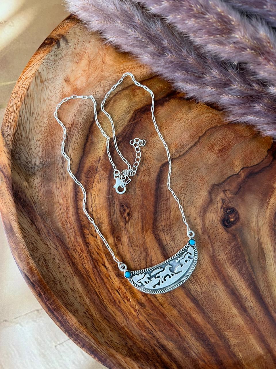 Handmade Sterling Silver Kingman Turquoise Necklace "Signed Nizhoni"
