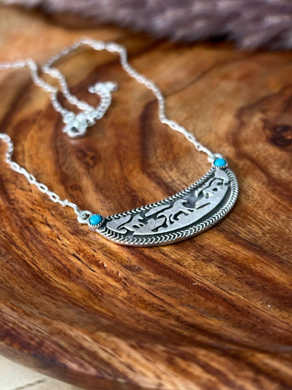 Handmade Sterling Silver Kingman Turquoise Necklace "Signed Nizhoni"