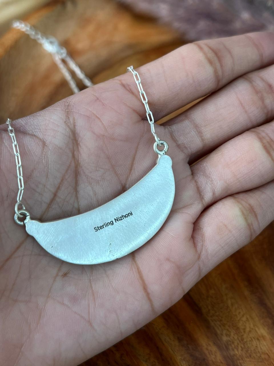 Handmade Sterling Silver Kingman Turquoise Necklace "Signed Nizhoni"