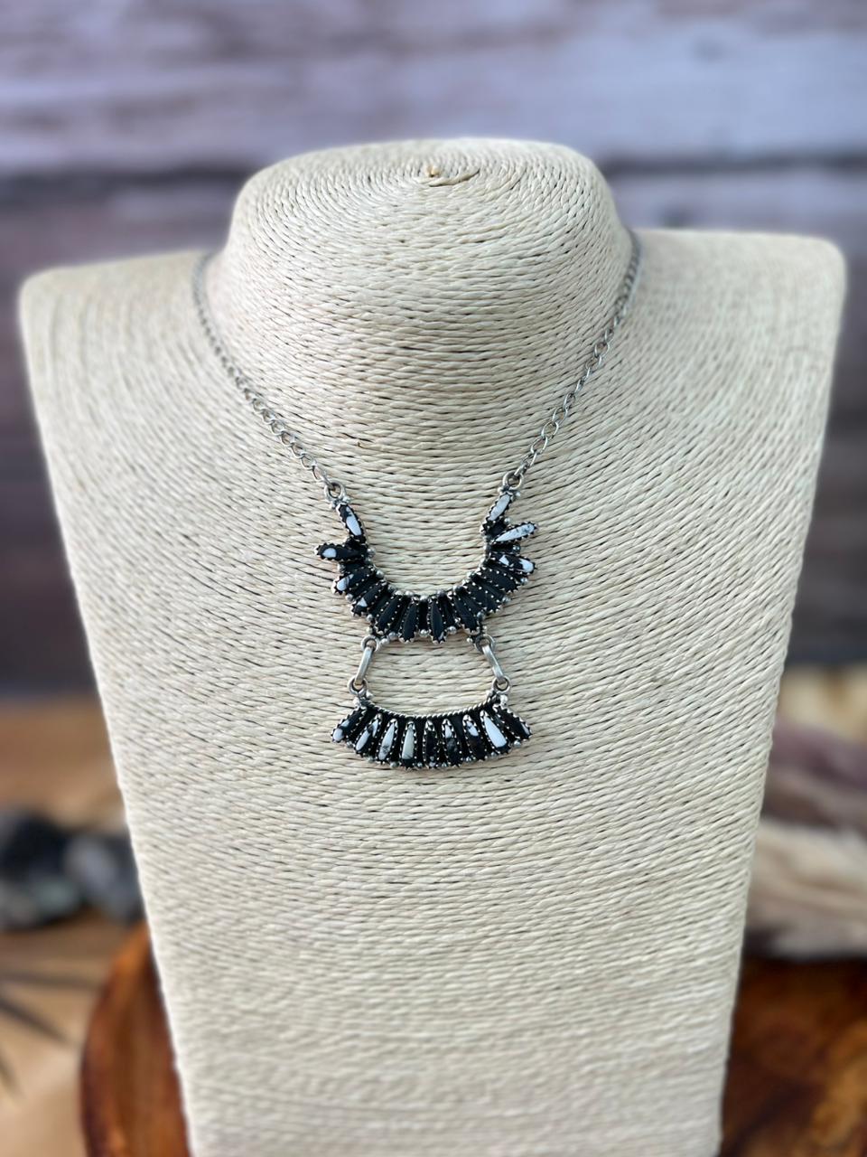 Handmade Sterling Silver White Buffalo Necklace "Signed Nizhoni"