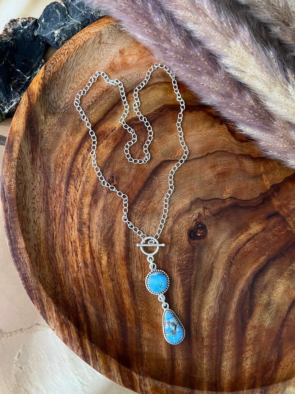 Handmade Sterling Silver Golden Hills Turquoise Necklace "Signed Nizhoni"