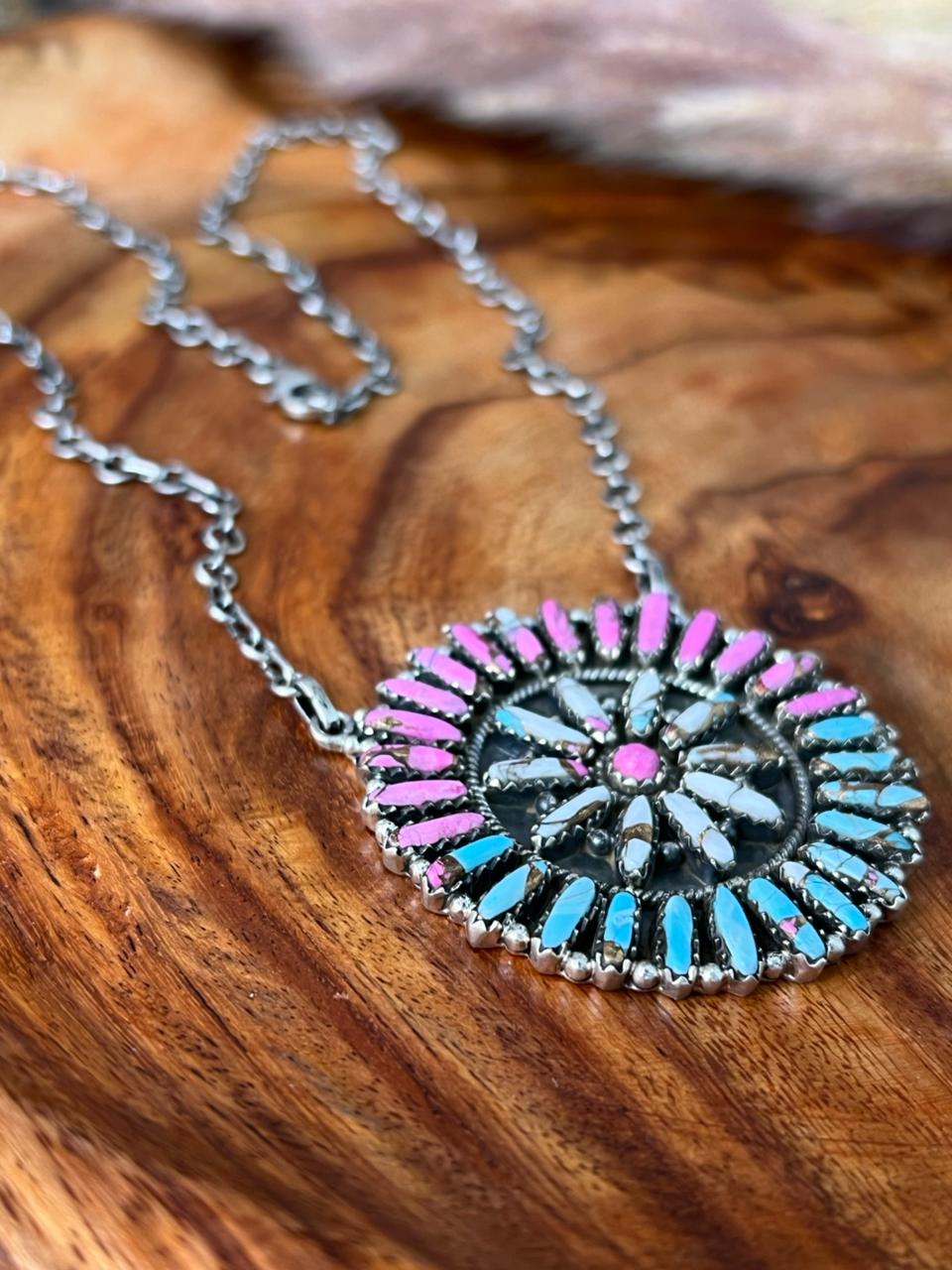 Handmade Sterling Silver Cotton Candy Necklace "Signed Nizhoni"