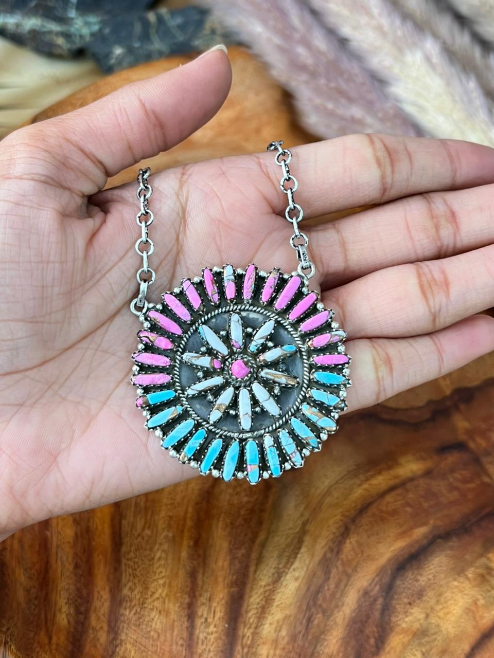 Handmade Sterling Silver Cotton Candy Necklace "Signed Nizhoni"