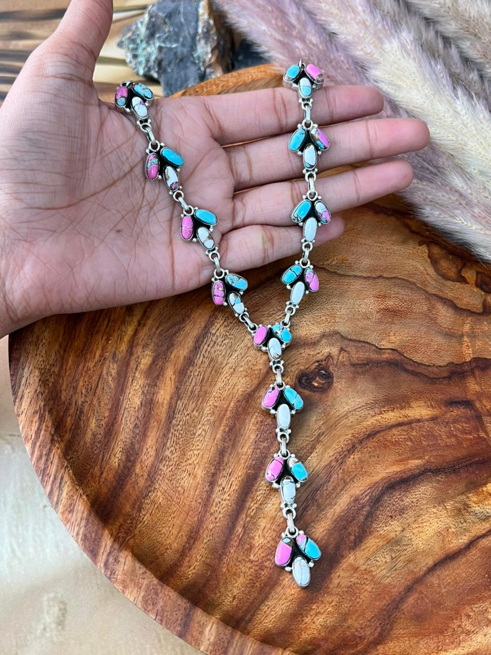Handmade Sterling Silver Cotton Candy Drop Necklace "Signed Nizhoni"
