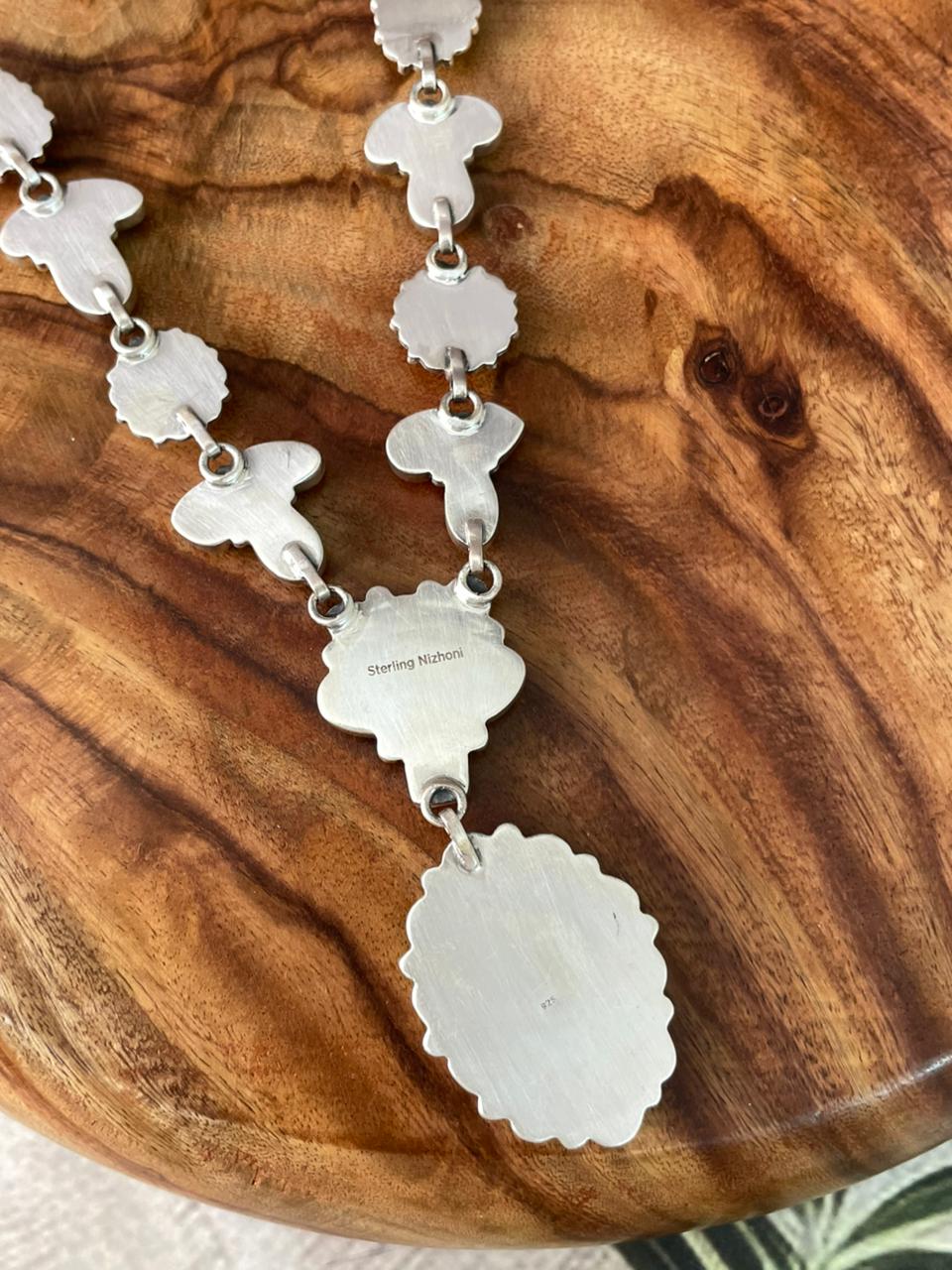 Handmade Sterling Silver Palomino Turquoise Necklace "Signed Nizhoni"