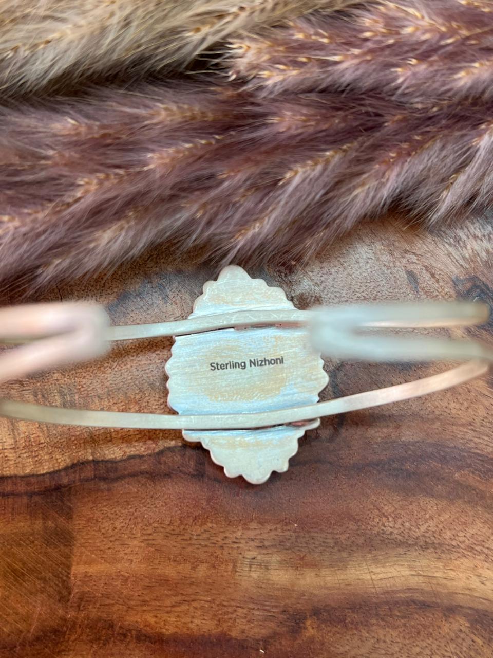 Handmade Sterling Silver Sierra Bella Turquoise with Cotton Candy Collection: Cuff Bracelet "Signed Nizhoni" (9)