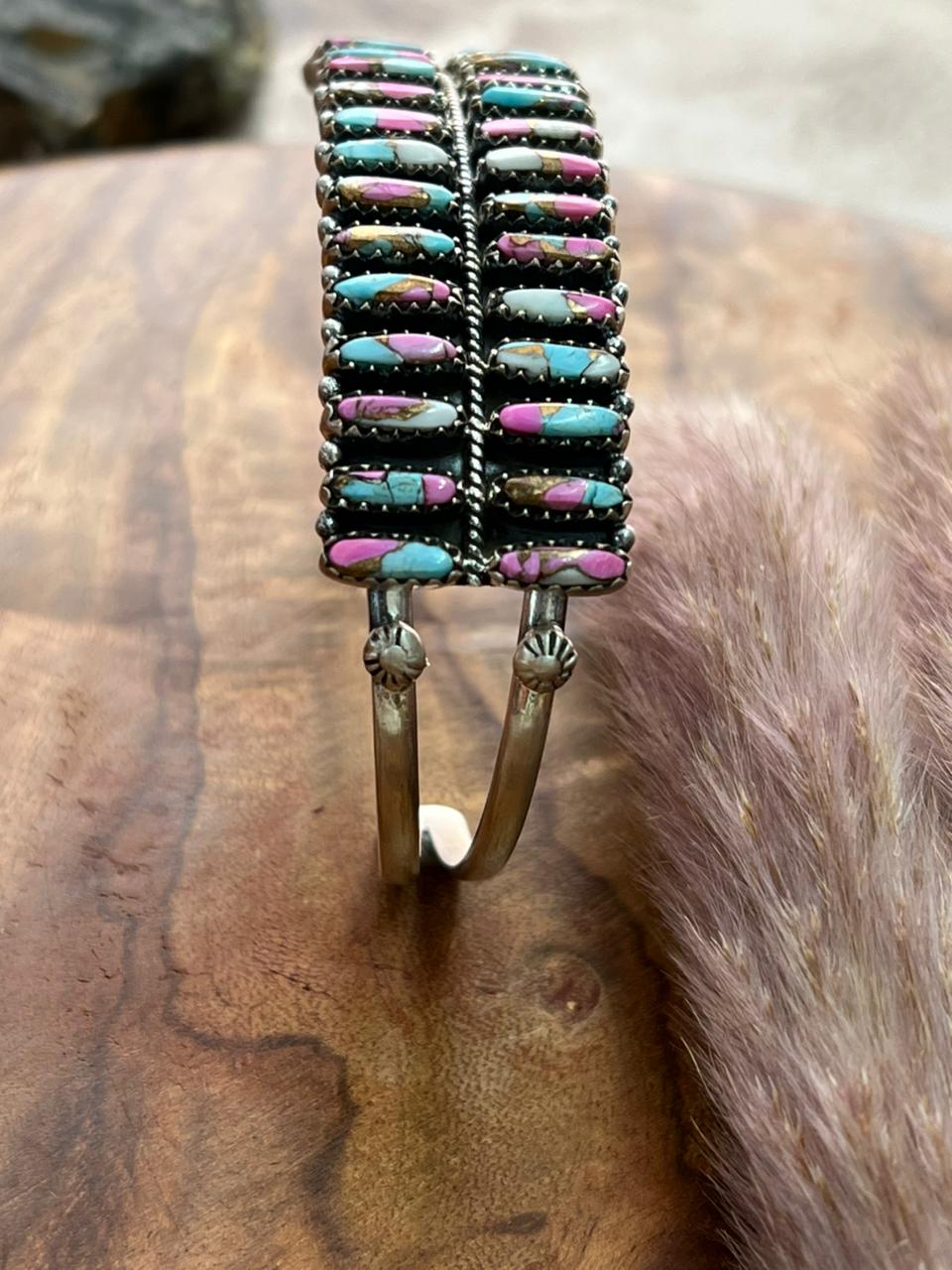 Handmade Sterling Silver Cotton Candy Cuff Bracelet "Signed Nizhoni"