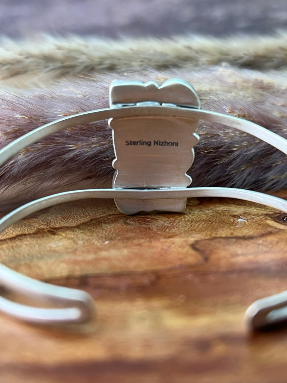 Handmade Sterling Silver Sierra Bella Turquoise with Cotton Candy Collection: Cuff Bracelet "Signed Nizhoni" (6)