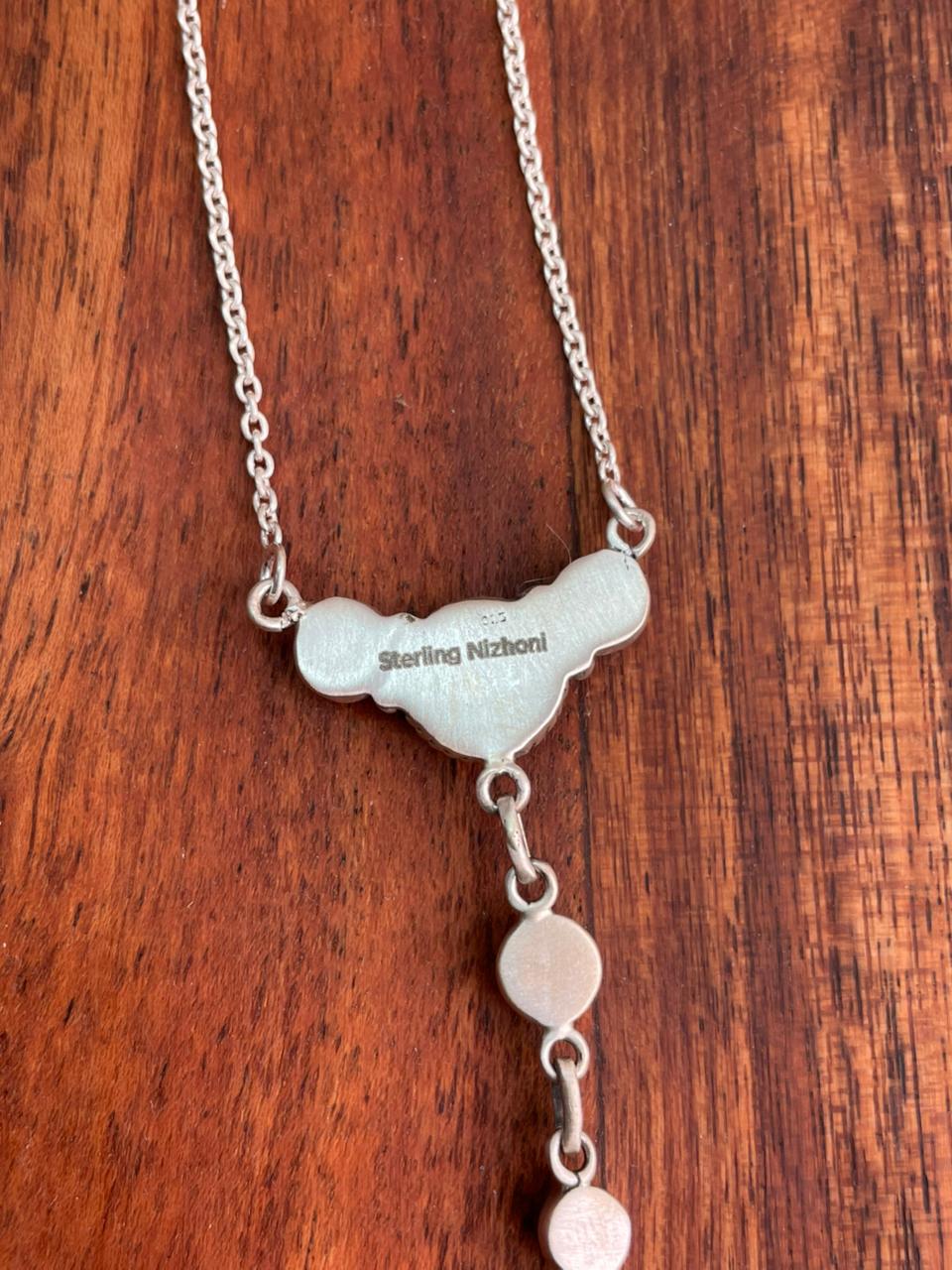 Handmade Sterling Silver Sierra Bella Turquoise with Cotton Candy Collection: Necklace "Signed Nizhoni"