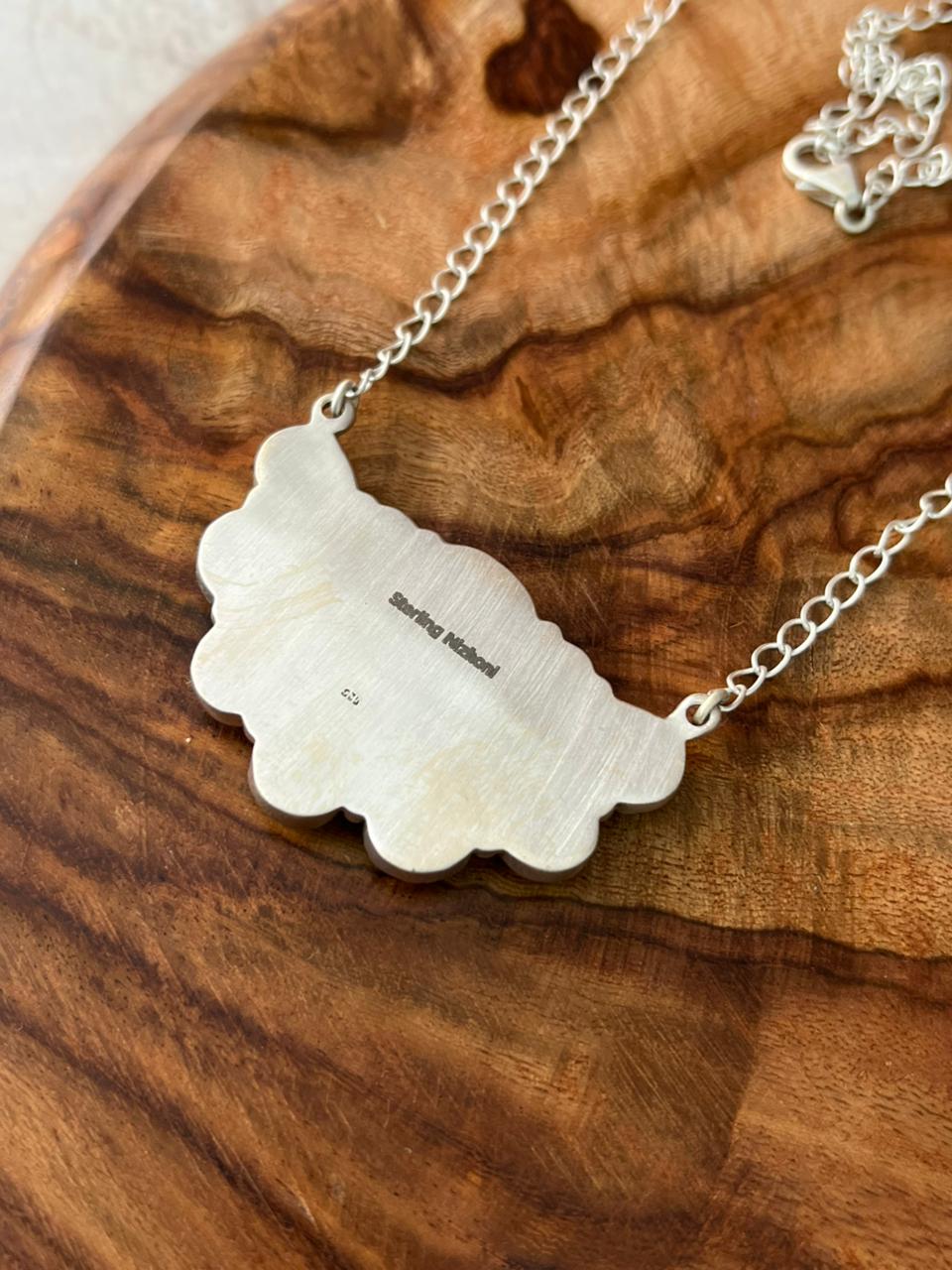 Handmade Sterling Silver Sierra Bella Turquoise with Cotton Candy Collection: Necklace "Signed Nizhoni"
