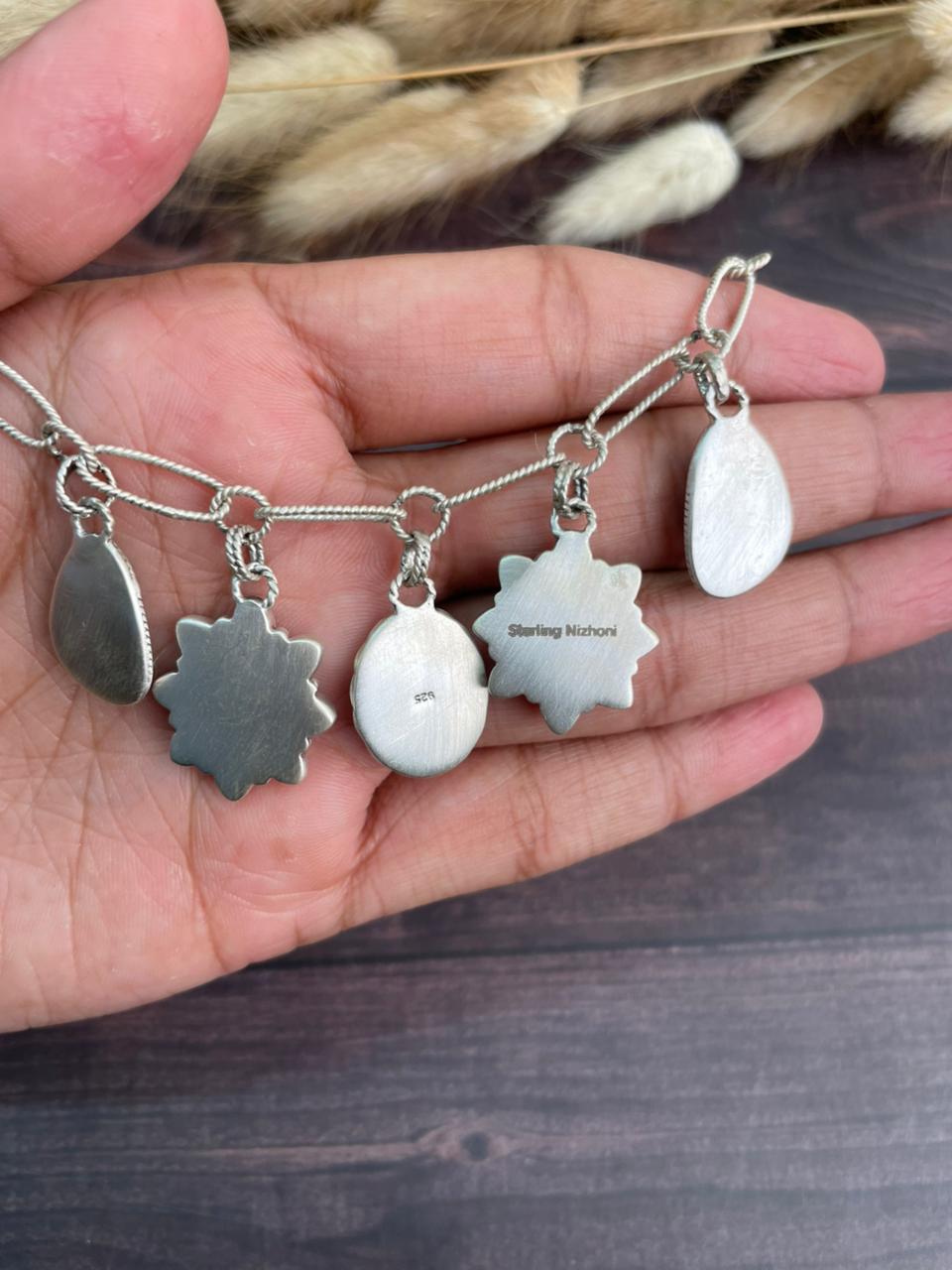 Handmade Sterling Silver Sierra Bella Turquoise with Cotton Candy Collection: Necklace "Signed Nizhoni"