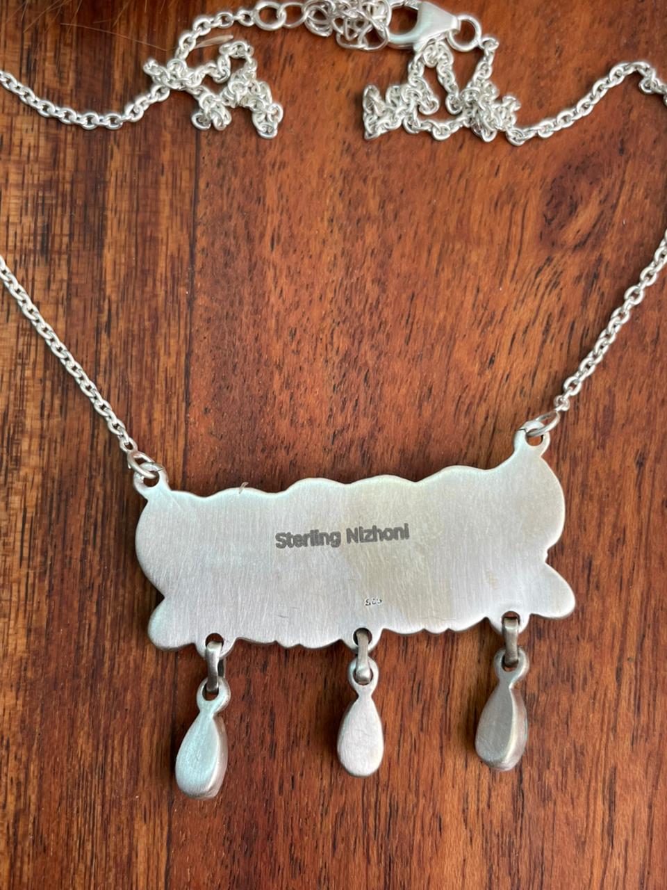 Handmade Sterling Silver Kingman Turquoise Necklace "Signed Nizhoni"