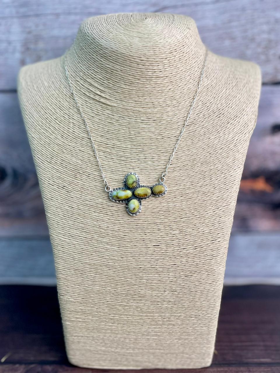 Handmade Sterling Silver Palomino Turquoise Necklace "Signed Nizhoni"